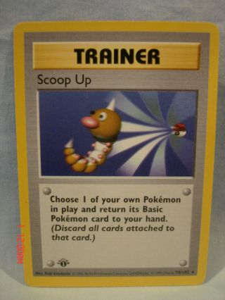 Pokemon Rare Shadowless First Edition Scoop Up Trainer Card 78/102