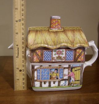 Rare vintage Sadler teapot Country Village - alehouse pub scene Made in England 3