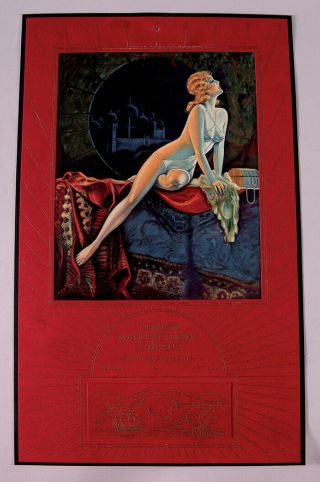 1934 Harem Girl Pin - Up Calendar Persian Nights Very Rare Art Deco Anaw Hesser Nr