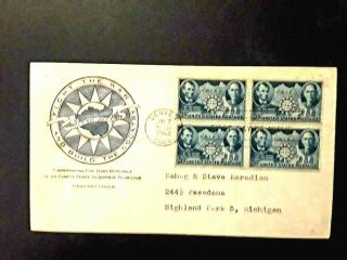 Us Fdc Block Of 4 Chinesse Resistance 5 Cent Stamps,  1942 Cancel Rare Cover