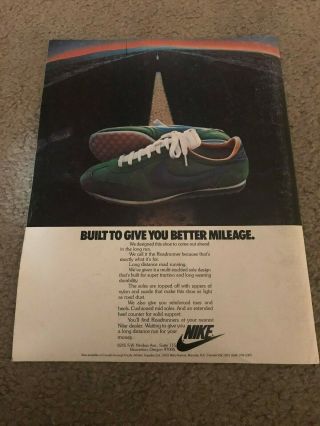 Vintage 1977 Nike Roadrunner Running Shoes Poster Print Ad 70s Road Runner Rare