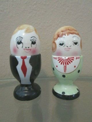 Rare Vintage Egg Man & Woman Salt & Pepper Set Japan