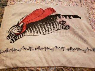 Vintage B Kilban Rare Flying Cat Red Cape Supercat Pillowcase