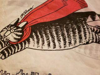 Vintage B Kilban Rare Flying Cat Red Cape Supercat Pillowcase 2