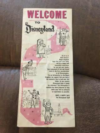1963 Welcome To Disneyland Map Brochure Pamphlet Disney Rare Vintage 60s