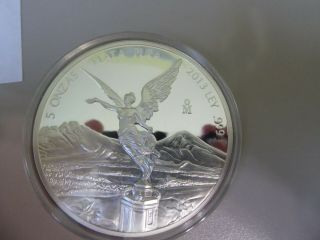2013 Mexico Libertad 5 Oz.  999 Fine Silver Proof In Capsule Rare Low Mintage