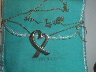 Tiffany & CO.  PALOMA PICASSO EXTRA LARGE RARE LOVING HEART Sterling NECKLACE 2