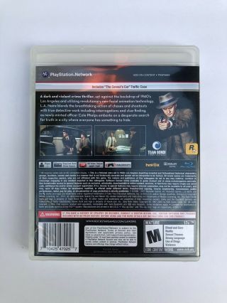 L.  A.  Noire PlayStation 3 PS3 CIB Complete With BADGE PURSUIT NEGATIVES RARE 2
