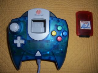 Official Oem Sega Dreamcast Controller Clear Blue Rare Plus Memory Card