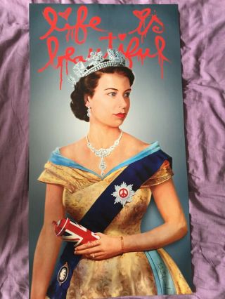 Graffiti Artist Mr Brainwash - Queen Elizabeth Rare Large Poster Print
