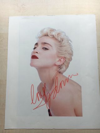 Madonna Stunning Colour 14x11 Inch Photo Signed In Red Pen Very Rare