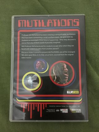 Mutilations 1987 Massacre Video DVD rare OOP cover B limited of 200 SOV horror 2
