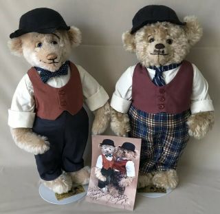 15” Rare Laurel & Hardy Mohair Bears,  Bev White,  Happy Tymes L.  E.  50 Of 75