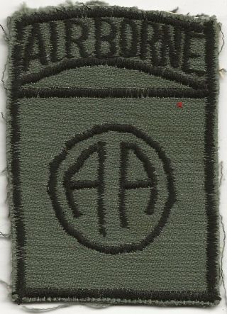 Rare Vn Made " 82nd Abn Division " Patch - Emb On Green Cloth