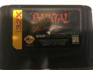 Brutal Above The Claw (sega 32x,  1995) Rare Low Rate Cart Only