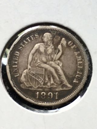 1891 - O Rare Orleans Seated Liberty Great Detail
