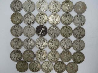 35 Rare Find Us Silver Walking Liberty Half Dollar Coin Date Range 1917 - 1945