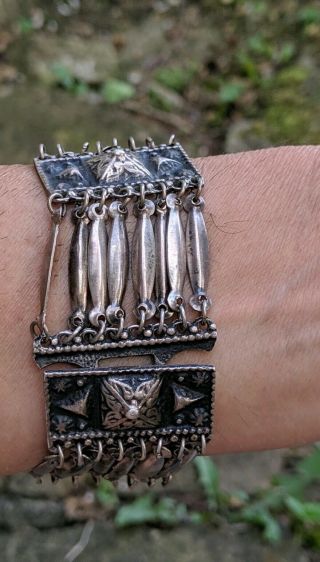 Gorgeous 925 Silver Vintage Taxco Silver Link Bracelet Very Unique And Rare