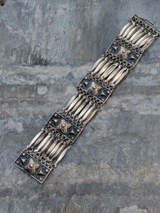 GORGEOUS 925 Silver Vintage Taxco Silver Link Bracelet VERY UNIQUE AND RARE 2