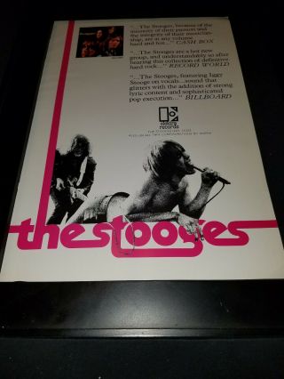 The Stooges Iggy Pop Rare Debut Promo Poster Ad Framed