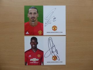 Paul Pogba & Zlatan Ibrahimovic Signed Man Utd Club Cards - Very Rare