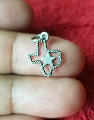 James Avery sterling silver 925 rare Texas & star rope state charm 1 4