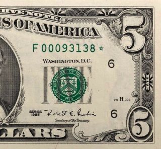 1995 $5 Atlanta Star ⭐️ Frn,  & Uncirculated Banknote,  Rare Series