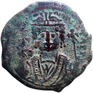 Byzantine Empire Maurice Tiberius Æ Nummus.  Theoupolis (antioch).  Rare.