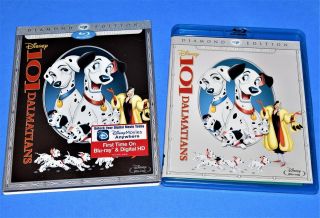 Rare Disney101 Dalmations Diamond Ed Blu Ray & Dvd Animated Movie & Slipcover