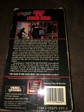 NIGHT OF THE LIVING DEAD VHS Colorized Version Rare Horror George A.  Romero 3