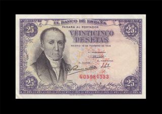 1946 Bank Of Spain 25 Pesetas Madrid Rare ( (ef, ))