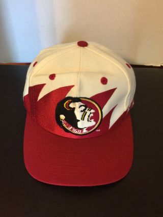 Vintage Florida State Fsu Sharktooth Snapback Hat Logo Athletic Hat Rare