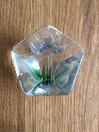 Unusual Rare Vintage Glass Paperweight Pentagonal Lotus Flower?