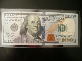 Star Note $100 Series 2009 A Rare In Crystal Clear Bcw Currency Sleeve