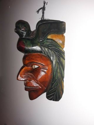 Hand Carved Wooden Native American Face Mask - - Rare