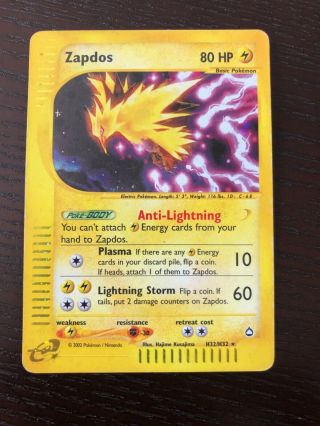 Pokemon Zapdos Holo Rare (aquapolis) /very Lp On Back Of Card
