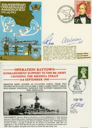 2 Rare Fdc - Royal Navy - Ww2 - Italians Actions - Dso Admiral Signed