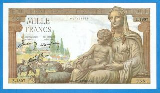 France 1000 Francs 1942 Series E1897 Rare