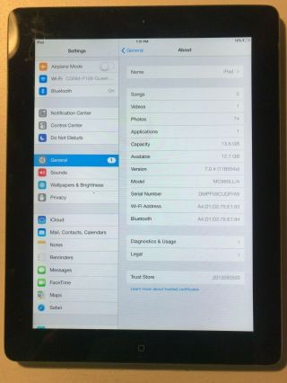Rare iOS 7 Apple iPad 2 16GB,  Wi - Fi,  9.  7in - Black iOS7 2