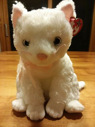 Ty Beanie Buddy " Fancy " White Cat 10 " Plush Stuffed Animal 2004 - Retired & Rare