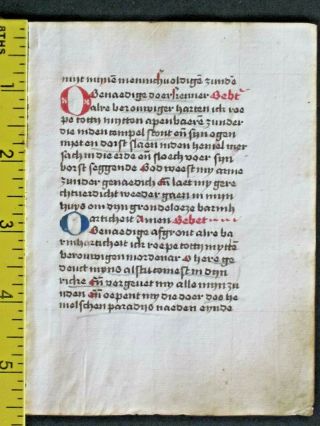 Rare Dated Liturgical Paper Manuscript In Vernacular,  Deco.  Initials,  Done In 1501