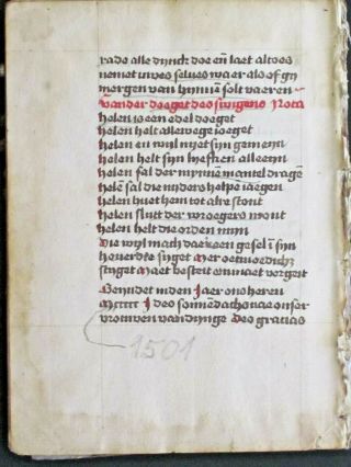 Rare dated liturgical paper Manuscript in vernacular,  deco.  Initials,  done in 1501 4