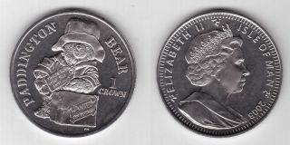 Isle Of Man - Rare 1 Crown Unc Coin 2008 Year Paddington Bear Km 1404