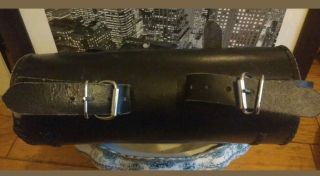 Rare collectable Leather vtg Harley motorcycle tool roll barrel bag motorbike 4