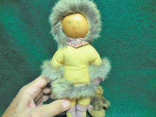2 Rare Very Old Handmade Authentic Inuit Eskimo Dolls.  Real Fur 3