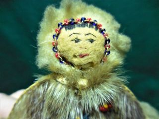 2 Rare Very Old Handmade Authentic Inuit Eskimo Dolls.  Real Fur 6