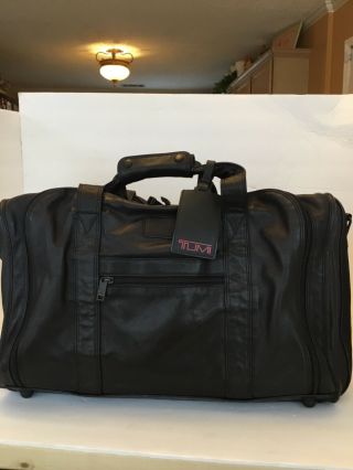 Rare Tumi Classic Xxl Black Napa Leather 21 " Carry On Expandable Duffle Bag Euc