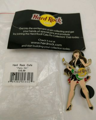 Hard Rock Cafe Pin Atlanta 2004 Party Girl Green Guitar Candle Black Dress Rare