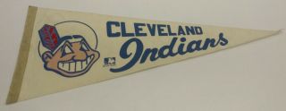 Mlb Cleveland Indians Vintage Circa 1969 Chief Wahoo Logo Baseball Pennant Rare