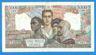 France 5000 Francs 1945 Sries C999 Rare